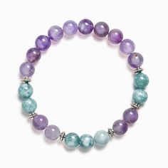 Aquamarine and Amethyst gemstones are often paired together to help sharpen intuition and cleanse bad vibes. Let their soothing colors and natural properties bring you clarity and peace of mind. Holistic Amethyst Bracelet For Meditation, Spiritual Purple Crystal Bracelet, Amethyst Natural Stones Beaded Bracelets For Meditation, Lavender Gemstone Beaded Bracelets For Meditation, Bohemian Amethyst Crystal Bracelet For Meditation, Spiritual Purple Crystal Bracelet For Meditation, Spiritual Agate Crystal Bracelet For Healing, Holistic Gemstone Bracelets For Meditation, Purple Natural Stones Beaded Bracelets For Meditation