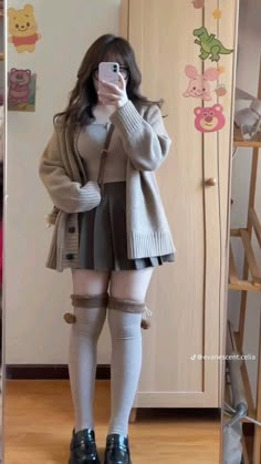 Chubby Girl Winter Outfits, Leggings And Dress Outfit, Cute Winter Outfits Korean, Kawaii Fall Outfits, Cute Japanese Outfits, Outfit Ideas Chubby, Chubby Fashion Outfits Korean, Chubby Outfits, Spring Outfits Japan