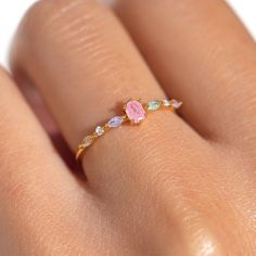 If you're looking for something to amp up the sparkle and glow, look no further. Our Pastel Sherbert Ring adds tiny pops of color to your #GCStack. It looks so cute worn alone or stacked with your favorite Girls Crew pieces! Colorful Promise Rings, Unique Engagement Rings Colored Stone, Peridot Engagement Rings Gold, Women’s Rings, Colorful Gold Jewelry, Everyday Rings Gold, Popular Jewelry Trends 2024, Promises Rings, Cute Simple Rings