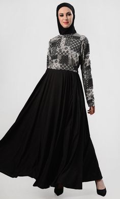 Turkish Style Mix-Up Everyday Abaya-Black - EastEssence.com Fitted Long Sleeve Black Abaya, Fitted Black Abaya For Eid, Modest Fitted Black Abaya, Black Long Sleeve Dresses For Eid, Black Long Sleeve Maxi Dress For Eid, Modest Black Maxi Dress, Black Abaya With Modesty Panel For Eid, Elegant Black Abaya With Modesty Panel, Modest Black Abaya With Long Sleeves