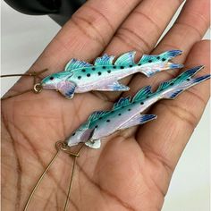 Beautiful Long Chinese Fish Enameled , Finely Done Dangle Drop Earrings For Pierced Ears. The Metal Has Not Been Tested. Maximalist Style Fashion, Chinese Fish, Maximalist Style, Porcelain Jewelry, Cloisonne Enamel, Earrings Color, Silver Blue, Pierced Ears, Blue And Silver