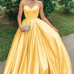 prom dresses · of girl · Online Store Powered by Storenvy Yellow Satin Prom Dress, Yellow Formal Dress, Yellow Prom, Formal Ball Gown, Prom Dresses Yellow, Strapless Prom Dresses, Yellow Satin, Sweetheart Prom Dress, Satin Prom Dress