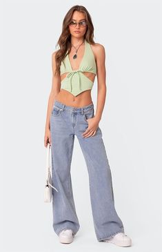 Raelynn Washed Low Rise Jeans Visionary Fashion, Custom Jeans, Jeans Low Rise, Fame Dr, Cut Out Top, Halter Crop Top, Low Rise Jeans, Party Tops, Basic Tee