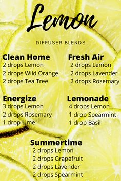 Lemon Essential Oil Blends, Simmer Pots, Essential Oil Combinations, Lemon Essential Oil