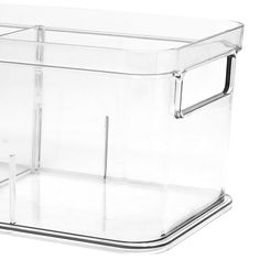 a clear plastic container with two handles