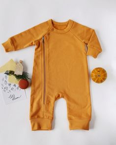 mustard romper - cotton romper - baby romper - brown romper - kids romper - toddler boy romper - bab Cute Brown Cotton Onesie, Brown Cotton Winter Jumpsuits And Rompers, Toddler Boy Romper, Brown Romper, Newborn Swaddle Set, Fall Basics, Gender Neutral Clothes, Rompers For Kids, Toddler Boy Fashion