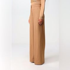 Classic, Elegant And Very On Trend Wide Leg Pants By The Luxury Brand Maxmara Made Of 100% Fine, Pure Camel Hair That Is Extremely Soft And Warm Signature Pick-Stitched Slash Side Pockets And Fly Double Bar Tab, Inside Button And Zipper Closure Serge-Finished Leg Edge Ready To Hem To Your Desired Length Includes Two Extra Buttons Waist 17-1/2” Seam To Seam Leg Opening 10-1/2” Seam To Seam Made In Italy Beige Wide-leg Pants For Evening, Beige Straight Leg Pantsuit For Formal Occasions, Beige Straight Leg Formal Pantsuit, Beige Formal Straight Leg Pantsuit, Luxury Straight Pantsuit, Luxury Brown Straight Pants, Luxury Brown Trousers, Beige Wide Leg Bottoms For Evening, Luxury Wide-leg Pants