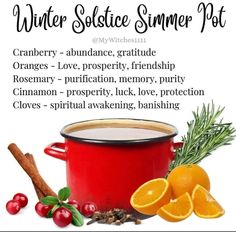 winter solstice summer pot with oranges, cranberries and cinnamon sticks