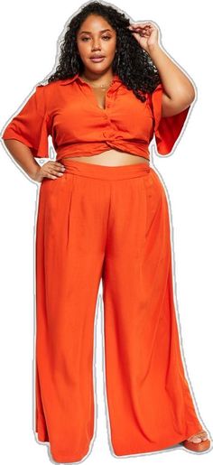 Casual Red Rayon Bottoms, Summer Workwear Rayon Pants, Red Rayon Summer Bottoms, Red Rayon Bottoms For Summer, Summer Orange Wide Leg Pants For Work, Plus Size Wide Leg Pants, Plus Size Wide Leg, Plus Size Pants, Bold Prints