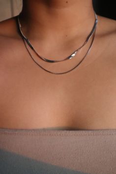 SS Silver Chain Layers Necklace – Cutethingscommin Silver Minimalist Layered Necklace With Double Chain, Minimalist Silver Necklace With Double Chain, Trendy Silver Delicate Chain Necklace, Minimalist Silver Double Chain Necklace, Simple Silver Necklaces For Layering, Silver Minimalist Everyday Layered Necklace, Simple Silver Delicate Chain Necklace, Everyday Layered Silver Chain Necklace, Silver Snake Chain Layered Necklace As Gift