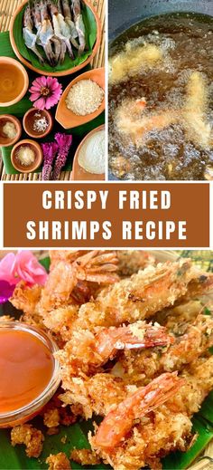 crispy fried shrimps recipe with dipping sauce in the middle and on the side