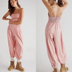 Nwt Free People Kingston Pink Denim Jumpsuit Light Pink Hidden Pockets Square Neck Parachute Legs Zipper Closure Double Strap Cut Out Design New With Tag And In Perfect Condition. No Flaws Sz X-Small Armpit To Armpit 15” Shoulder To Hem 27” Classic Jumpsuit, Free People Overalls, Free People Jumpsuit, Jumpsuit Style, Free People Romper, Free People Velvet, Maxi Romper, Sequin Rompers, Floral Print Rompers