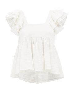 White Summer Top, Ruffle Tops, White Ruffle Top, Fits Clothes, Ruffled Top, Designer Tops