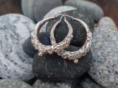 Silver Tibetan Traditional Hoop Earrings Handmade in Nepal 5 Sizes - Etsy Nepal Jewelry, Hoop Earrings Handmade, Silver Hoops, Silver Hoop Earrings, Jewelry Ideas, Earrings Handmade, Nepal, Handmade Items, Hoop Earrings