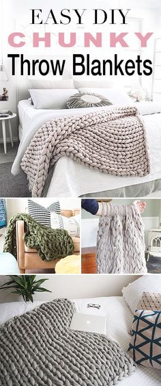 easy diy chunk throw blankets