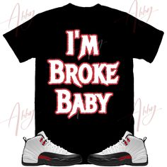 Custom Designed Sneaker T Shirt T-Shirt Features - Comfortable and light, premium short sleeve tee. 🔹 Premium fit 🔹100% Soft cotton 🔹Light fabric (4.3 oz/yd² (146 g/m 🔹Tear away label Shoes Not Included Custom Made - Not Adidas, Nike, or Jordan Brand Sneaker Tee, Sneaker T-Shirt The sneakers/shoes are not being sold in this product. You are only purchasing the tshirt/hoodie/socks/sweatshirt/tank top/hat/shorts. Shoes are NOT included. The shoes displayed are sold separately elsewhere and are Red Hip Hop T-shirt With Short Sleeves, Red Short Sleeve Hip Hop Top, Pre-shrunk Red Hip Hop T-shirt, Jordan Retro 12, Sneaker Tee, Shoe Display, Matching Jordans, Baby Shirts, Sneaker Brands