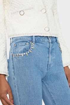 Meet Hali: Our mid-rise, crystal embellished bootcut jean. It features a front zipper, fits slim through the leg, flares out slightly at the bottom, and hits above the ankles. For a little something extra, you’ll find crystal embellishments lining the outside of each pocket. Bootcut Jean, Embellished Jeans, Crystal Embellishment, Bootcut Jeans, Front Zipper, Party Outfit, Mid Rise, Embellishments, Online Store