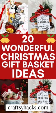 christmas gift basket ideas with the words wonderful christmas gifts in red and white on top