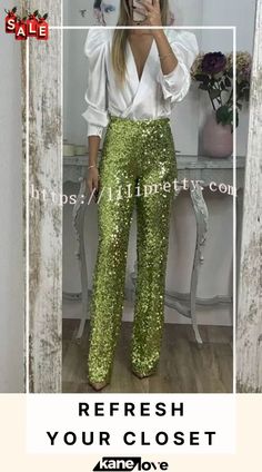 Glitzy Glamour Sequin High Rise Elastic Waist Wide Leg Pants Elevate Your Style, Flare Pants, Leg Pants, Wide Leg Pants, Your Style, Elastic Waist, Sequin, Wide Leg, High Rise