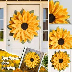 the sunflower door hanger is made out of paper