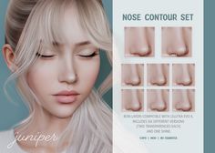 the nose contour set is designed to look like a woman's face and features different