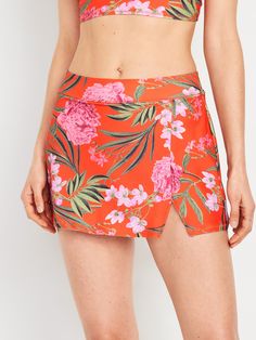 High-Waisted Swim Skirt | Old Navy Summer Skirted Bottoms With Built-in Shorts, Lined Swim Skirt, Fitted Beachwear Bottoms With Built-in Shorts, Fitted Bottoms With Built-in Shorts For Vacation, Fitted Summer Skort With Lined Skirt, Fitted Summer Skort With Waistband, High-waisted Stretch Skort With Waistband, Summer Short Skirt With Waistband, Skirted Beach Shorts With Built-in Shorts