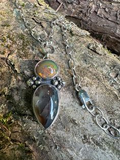 Soldered Jewelry, Natural Stone Necklace, Soldering Jewelry, Natural Stones Necklace, Welo Opal, Soldering, Handmade Sterling Silver, Sterling Silver Necklace, Ethiopian Opal