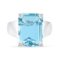 Add a pop of color to your look with this stunning sky blue lab-created topaz and diamond ring. Sterling Silver. Features a 15.0 x 11.0mm sky blue emerald-cut lab-created topaz center stone. Small round diamonds add a hint of sparkle. 1/20 ct. t.w. of diamonds. Topaz And Diamond Ring, Blue Emerald, Ring Sterling Silver, Emerald Cut, Sky Blue, Round Diamonds, Blue Sky, Topaz, Sterling Silver Rings