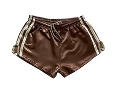 Chic Retro Style: Nylon Satin Brown Shorts With Sporty Sprint - Etsy Hungary Vs Sport, Sportswear Fashion, Retro Shorts, Sports Trousers, Brown Shorts, Sports Shorts, Gym Shorts, Sporty Chic, Designer Shorts