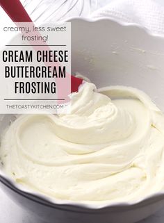 cream cheese buttercream frosting in a white bowl