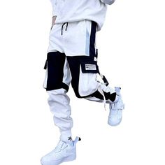 Pants | White Mens Punk Cargo Pants Hiphop Jogger Patchwork Popular Baggy Teachwear P | Poshmark Hip Hop Joggers, How To Have Style, Harajuku Men, Mens Jogger Pants, Men Pants, Mens Cargo, Cargo Joggers, Street Dance, Pantalon Cargo