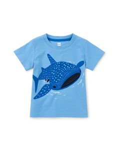 A whale shark--the world's largest fish at over 40 feet!--swims with a small school across the front of this cool cotton tee. Made from 100% soft cotton jersey that keeps its color and styling, wash after wash. Pair with shorts for a zippy summer look. Above thigh length. Inspired by our travels to the Mediterranean. Visit our Global Shop to see more of our favorite styles from around the world. Cotton T-shirt With Shark Design For Summer, Blue Fish Print Top For Summer, Blue Shark Design Crew Neck Top, Summer T-shirt With Shark Design, Short Sleeve, Summer T-shirt With Shark Design And Short Sleeves, Summer Short Sleeve T-shirt With Shark Design, Blue Short Sleeve Top With Fish Print, Blue Shark Design Short Sleeve Tops, Summer Short Sleeve Tops With Shark Design