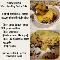 a recipe for microwave chocolate chip cookie cake