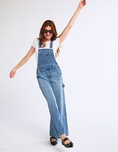 Rsq Wide Leg Overalls. Featuring A Relaxed Wide-Leg Silhouette, These Overalls Offer A Modern And Flattering Fit. The Adjustable Shoulder Straps And Side Button Closures Ensure A Customizable And Secure Fit, While Multiple Pockets Add Practicality And A Touch Of Casual Charm. Medium Wash. Approx. Inseam: 31''. 63% Cotton, 28% Recycled Cotton, 9% Other Fibers. Machine Wash. Imported. Minions Halloween, Senior Sunday, Wide Leg Overalls, Low Rise Baggy Jeans, Wwe T Shirts, Flannel Sweatshirt, Girls Blouse, Denim Overalls, Sweaters And Jeans