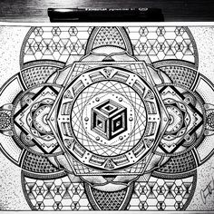 an artistic drawing with geometric shapes and lines