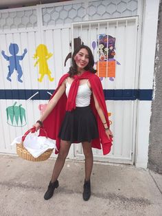 Little Red Riding Hood Costume For Halloween Halloween Red Riding Hood, Red Riding Hood Costume Diy, Red Hood Costume, Casual Halloween Costumes, Little Red Riding Hood Halloween, Red Riding Hood Cosplay, Little Red Riding Hood Costume, Shrek Costume, Riding Hood Costume