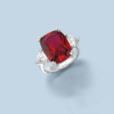 Ross-Simons - 12.70ct Simulated Ruby, 1.75ct t. w. Cubic Zirconia Ring in Silver. Size 7. This affordable ring makes a stunning first impression! The center 12.70 carat cushion-cut simulated ruby is sided by two 1.75 ct. t. w. trillion-cut CZs in polished sterling silver. The results are breathtaking! 5/8" wide. CZ and simulated ruby ring. CZ weights are diamond equivalents. Ruby birthstones are the perfect gift for July birthdays. Affordable Rings, Ruby Birthstone, July Birthday, Cubic Zirconia Rings, Cz Ring, Ruby Ring, First Impression, Cushion Cut, Heart Ring