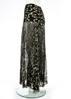 Dolce and Gabbana black and gold chiffon wide leg pleated evening pants, A/W 2000 For Sale at 1stDibs | wide leg chiffon evening pants Elegant Stretch Gold Bottoms, Elegant Gold Evening Bottoms, Elegant Gold Bottoms For Festive Occasions, Elegant Festive Gold Bottoms, Elegant Stretch Gold Pants, Fitted Gold Bottoms For Evening, Gold Fitted Bottoms For Evening, Gold Bottoms For Summer Evening Events, Fitted Gold Evening Bottoms