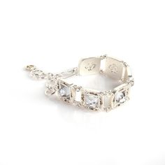 The name is deceiving as this bracelet is far from being "a square"! One of the hippest looks to come out of this season, the crystal square bracelet will bling you up. Originally designed for Captain Hook in the TV series "Once Upon A Time", this piece is best worn layered up your wrist in both clear & jet crystals. Plated over bronze in your choice of gold, silver or gunmetal. Elegant Silver Square Bracelet, Elegant Square Adjustable Bracelets, Square Bracelet, Gift Card Boxes, Captain Hook, Best Wear, Accessories Rings, Once Upon A Time, Silver Bracelets