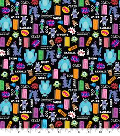 a black background with colorful cartoon characters and words on it, all in different colors