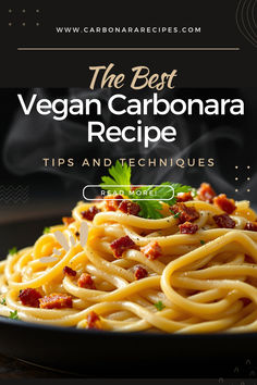 This is not a quick weeknight pasta; this is special Pasta No Dairy, Vegan Carbonara Recipe, Cashew Pasta, Carbonara Recipes, Carbonara Recipe Creamy, Vegan Pasta Recipe, Vegan Carbonara, Savoury Meals, Vegan Bacon Bits