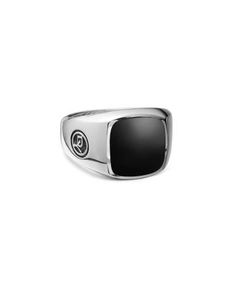 David Yurman Men's Exotic Stone Ring with Black Onyx in Silver Luxury Silver Onyx Signet Ring, Silver Onyx Signet Ring Luxury Style, Luxury Silver Signet Ring With Onyx, David Yurman Mens, Silver Jewelry Accessories, Xmas List, Mens Ring, David Yurman, Stone Ring