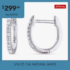 Features: Huggie, Quick ShipDiamond Clarity: I1-I2Earring Back: Clip OnSetting: PaveStone Cut: RoundDiamond Color: G-HMetal Color: WhiteEarring Length: 12.7mmEarring Width: 1.5mmRounded Carat Weight: 1/10 Ct. T.w.Care: Wipe CleanAuthenticity: Natural DiamondBirthstone: April BirthstoneEarrings Style: Hoop Earrings, Huggie EarringsMetal: 10k GoldCountry of Origin: Imported White Huggie Jewelry With Diamond Accents, White Huggie Earrings With Diamond Accents, Classic White Huggie Earrings With Diamond Accents, White Diamond Accented Huggie Earrings, White Diamond Accent Huggie Earrings, White Small Hoop Diamond Earrings Fine Jewelry, White Brilliant Cut Small Hoop Huggie Earrings, White Hoop Jewelry For Anniversary, Everyday Fine Jewelry White Hoop Earrings