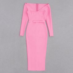 ZURI Deep V neck Long Sleeve Bandage Dress Long Sleeve Bandage Dress, Bandage Dress Bodycon, Dress Home, Vacation Style, Handmade Dresses, Body Shapers, Bandage Dress, Deep V Neck, Pink Fashion