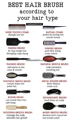 Types Of Hair Brushes, Hair Braid Diy, Teasing Brush, Parting Hair, Best Hair Brush, Polished Hair, Types Of Hair, Diy Braids, Hair Brushes