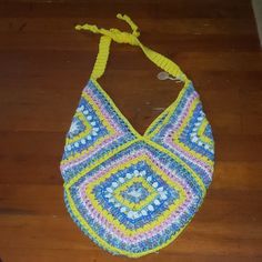 Handmade Crocheted Market/Beach Bag, Bright Colors, Handmade, And So Cute! Casual Yellow Crochet Bag For Summer, Trendy Yellow Shoulder Bag For Beach Season, Casual Yellow Shoulder Bag For Beach Season, Yellow Crochet Tote Bag For Vacation, Yellow Crochet Tote Bag For Summer, Casual Yellow Shoulder Bag For Beach, Yellow Crochet Bag For Everyday Summer Use, Yellow Crochet Bag For Summer, Multicolor Beach Bag For Everyday Use