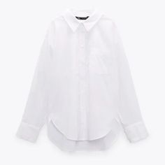 Nwt Zara Poplin Shirt With Pocket White Zara Cotton Office Blouse, Classic Zara Cotton Blouse, Classic White Zara Blouse, Zara Classic Shirt With Pockets, Classic Zara Shirt With Pockets, White Zara Shirt For Office, Zara White Shirt For Office, Zara Classic Office Shirt, Zara Poplin Shirt