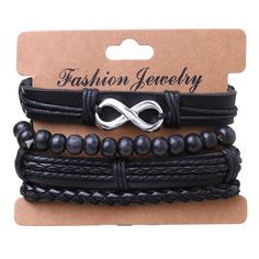 Material: Leather Color: HZS2125-2 Adjustable Bangle, Mens Black Leather, Bead Leather, Adjustable Bracelet, Bracelets For Men, Leather Bracelet, Pu Leather, Black Leather, Fashion Jewelry