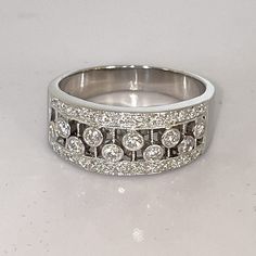 Spectacular Vintage Diamond Band Ring. Solid, Stamped 14k White Gold. Features Super Sparkly, Excellent Quality, Natural Diamonds. Hard To Find Larger Ring Size, Approximately 8.75 (8 3/4). Truly A Showstopper. Substantial, About 6.50 Grams. Gorgeous Bling Ring. Please See All Photos For Details, Weight, Measurements. An Amazing Gift. Price Is Firm Please. No Trades. Vintage Diamond Bands, Bezel Band, Bling Ring, Diamond Band Ring, Large Ring, Bling Rings, Diamond Rings Bands, Bezel Diamond, Diamond Band