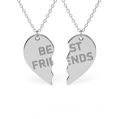 The double best friends necklace is a sweet way to prove that best friends are forever. This set includes two separate necklaces, each of which features a pendant that, when brought together, create a complete heart with the phrase "best friends." Keep one for yourself, and give the other to your BFF. Best Friends Necklace, Friends Necklace, Arabic Jewelry, Everyday Bracelet, Turquoise Bead Necklaces, Greek Jewelry, Friend Necklaces, Sterling Silver Mens, Evil Eye Jewelry